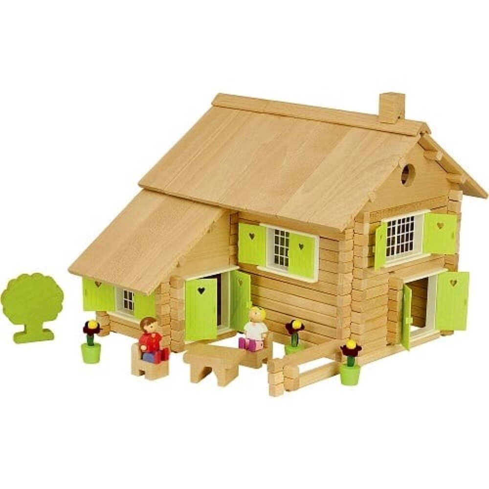 NWT Jeujura Wooden Building Set Log House 240 Pieces